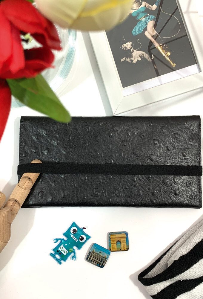 Wallet Black Ostich Leather XL