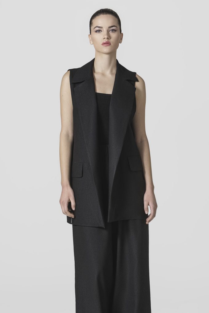 GILET black linen